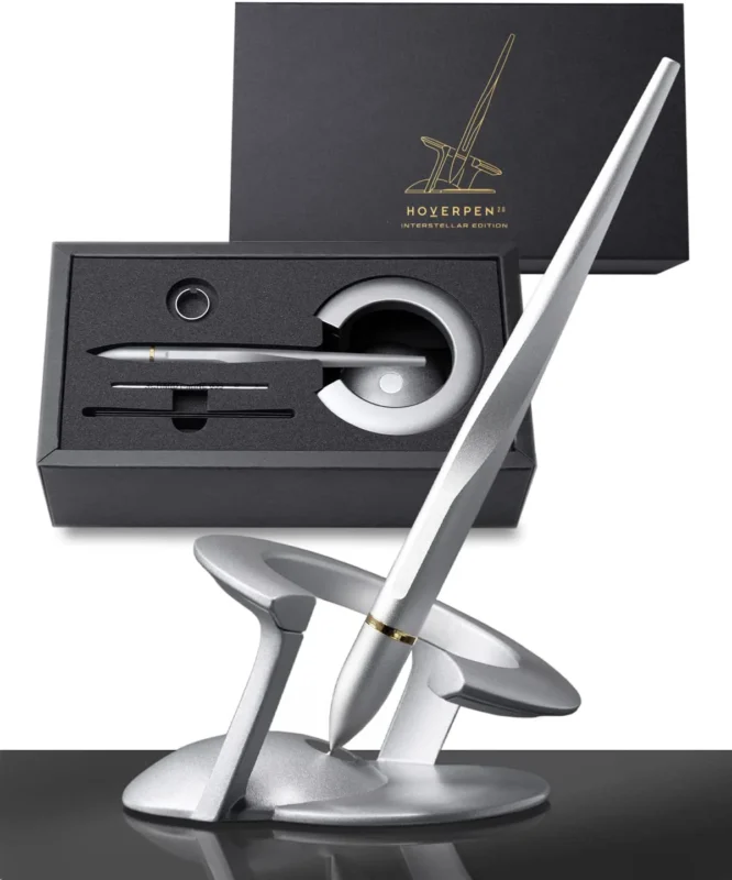 Novium Hoverpen 2.0 - Interstellar Edition Premium Luxury 18k-Gold Plated Ball Pen - Starlight Silver