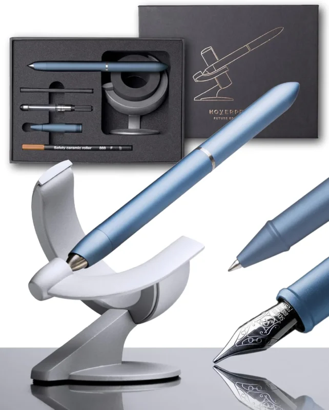 Novium Hoverpen 3.0 - Future Edition Premium Luxury 2-in-1 Rollerball Pen with Fountain Pen - Mist Blue