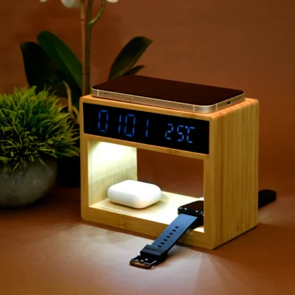 Wangari Cypress 6 in 1 Multifunction Wireless Bamboo Charging Junction