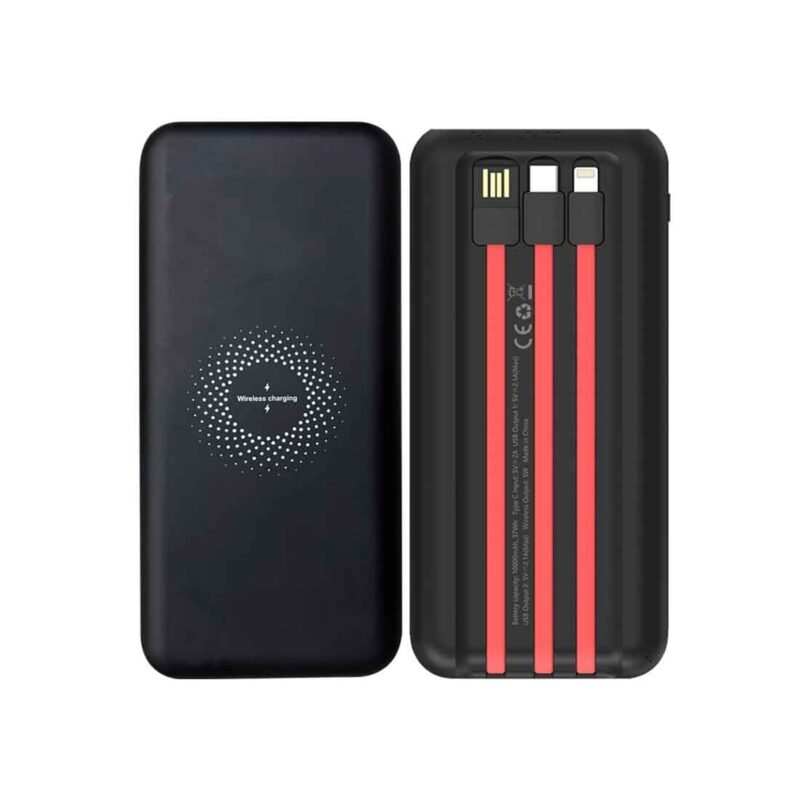 Glow Gadgets Beam 10,000mAh Wireless Powerbank with Inbuilt Cables