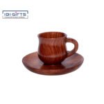 Handcrafted Wooden Tea Cup & Plate Set: A Touch of Nature in Every Sip