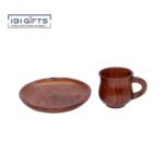 Handcrafted Wooden Tea Cup & Plate Set: A Touch of Nature in Every Sip