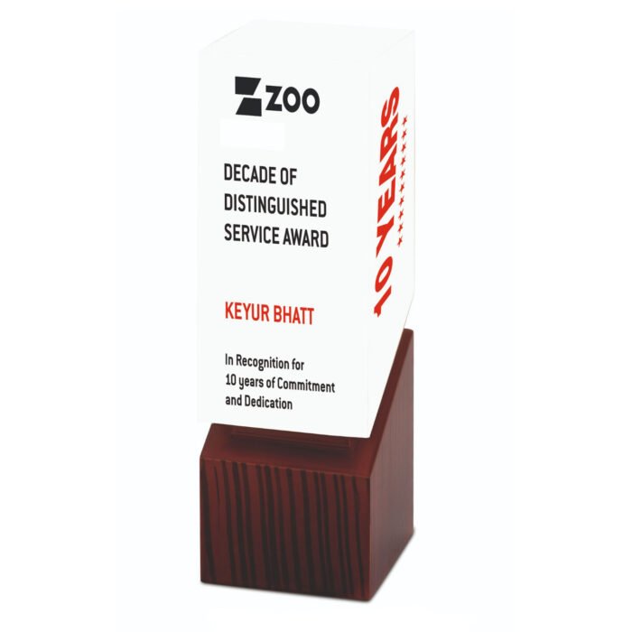 Square Wooden Brick Trophy With White Top