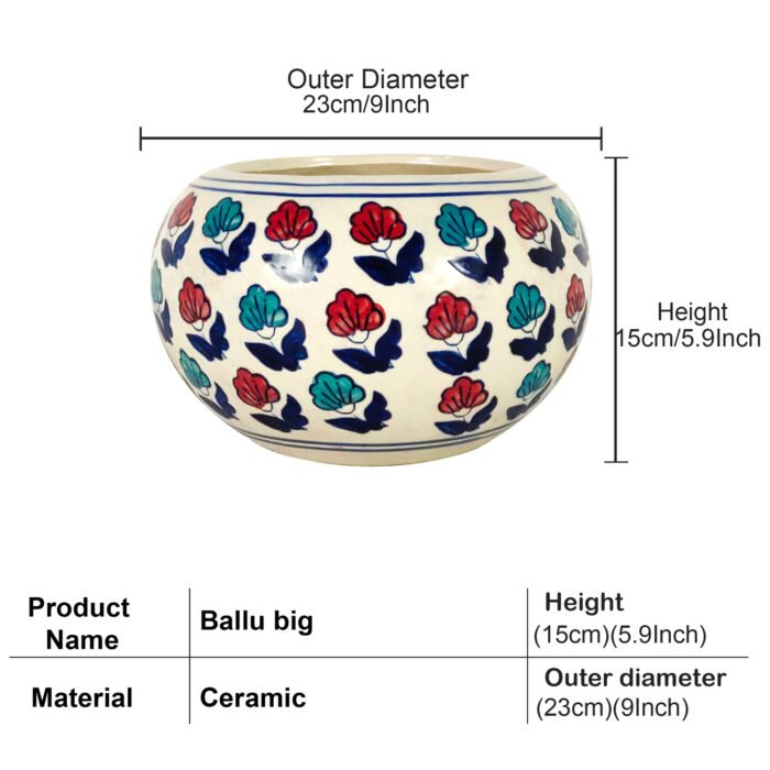 Ballu Big Ceramic Flower Pot – Ideal for Office & Home Decor