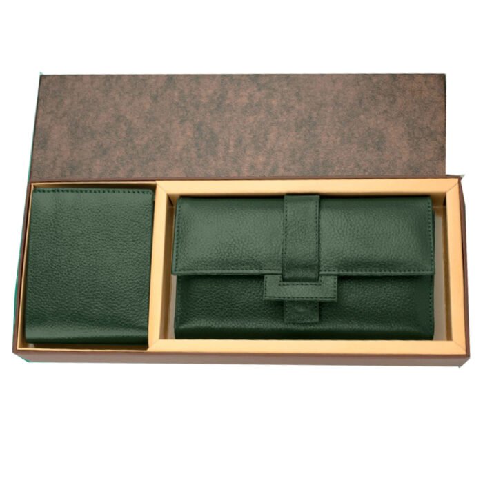 NDM Green 2-in-1 Genuine Leather Wallet Gift Set