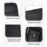 Premium Black Leather Conference Folder with Handle