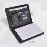 Premium Black Leather Conference Folder with Handle