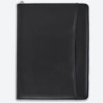 Premium Black Leather Conference Folder with Handle