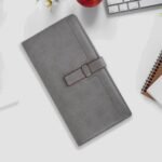 Premium Quality Luxury Grey Leatherette Cheque Book and Passport Holder