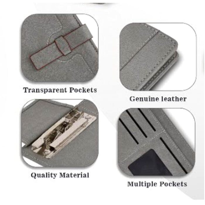 Premium Quality Luxury Grey Leatherette Cheque Book and Passport Holder