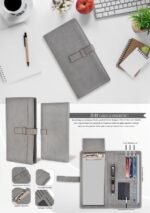 Premium Quality Luxury Grey Leatherette Cheque Book and Passport Holder