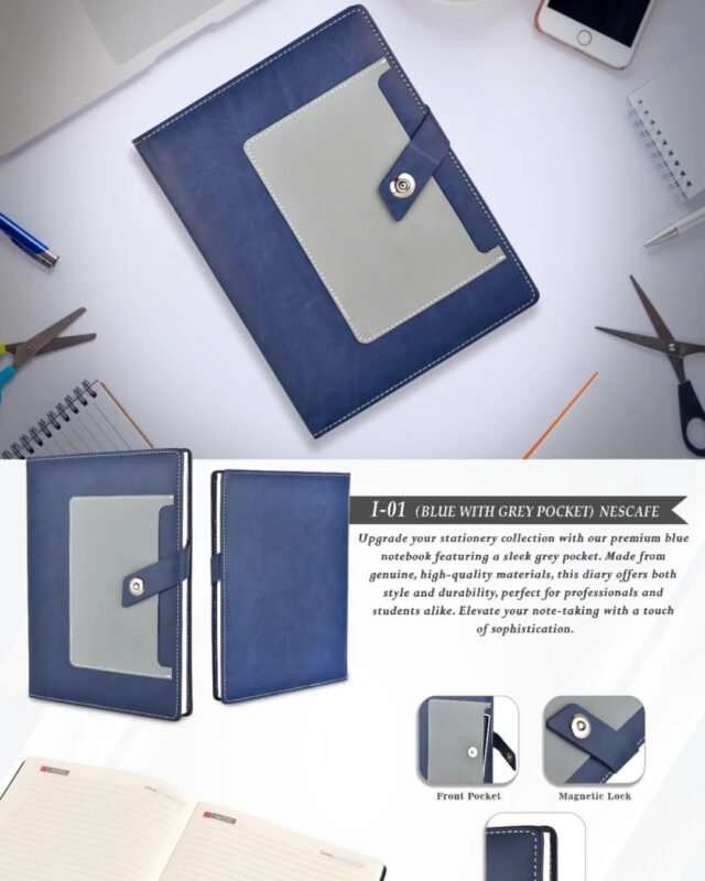 Undated Notebook Blue with Grey Pocket - Nescafe