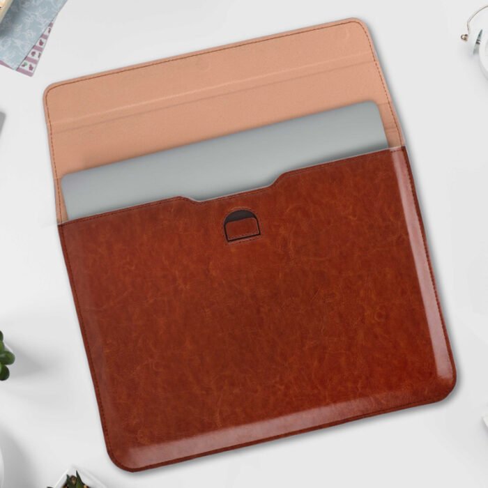 Tan Vegan Leather Laptop Sleeve